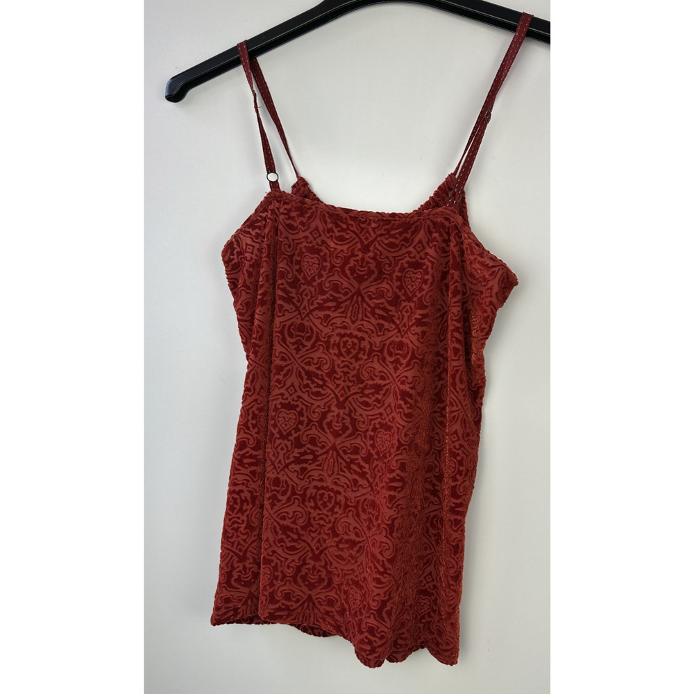 Y2k Holly Flock by Lucky Brand Velvet Burnout Spaghetti Strap Top Paisley Small - Picture 10 of 14